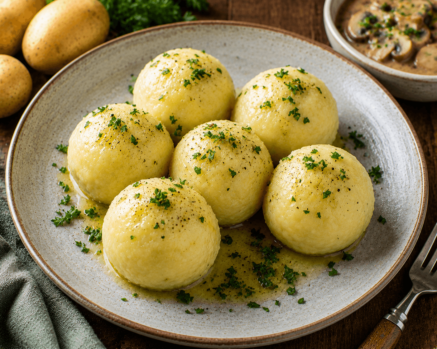 Aardappelknoedels.