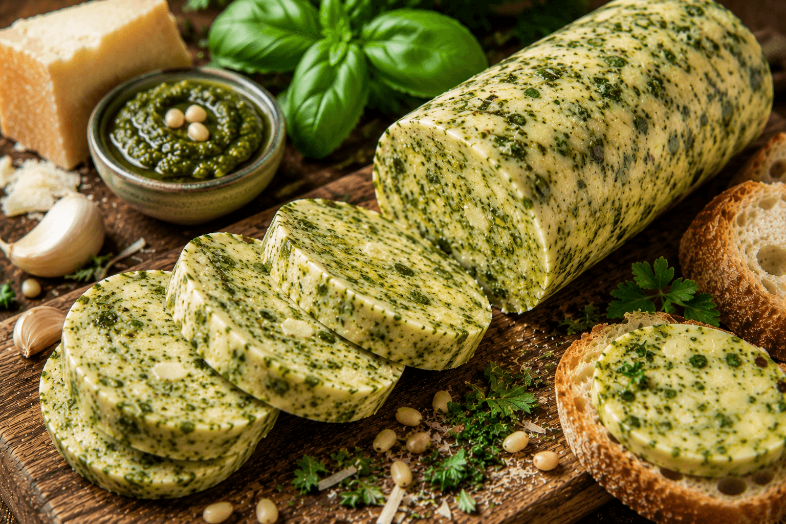 Kruidenboter met Groene Pesto en Parmezaan