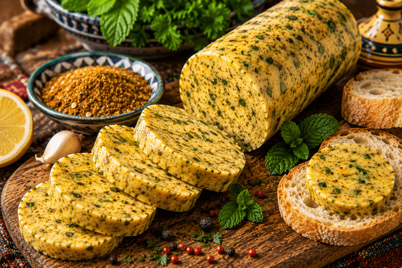 Kruidenboter met Ras el Hanout en Munt
