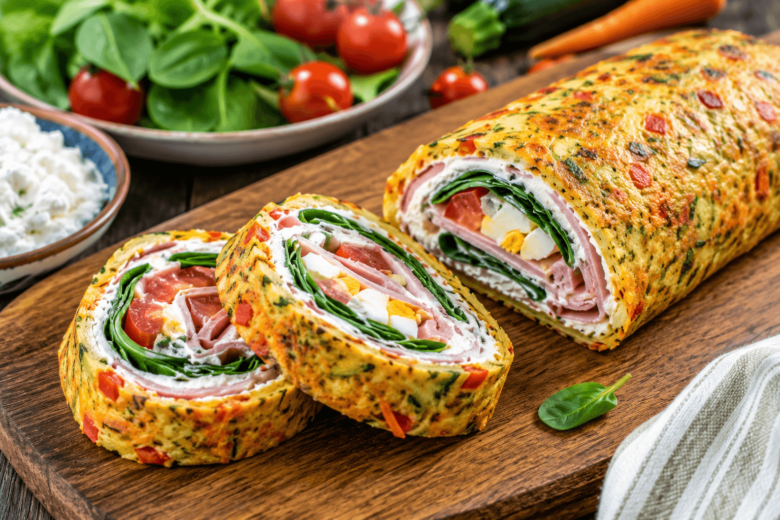 Groentewrap met Cottage Cheese, Ham en Spinazie