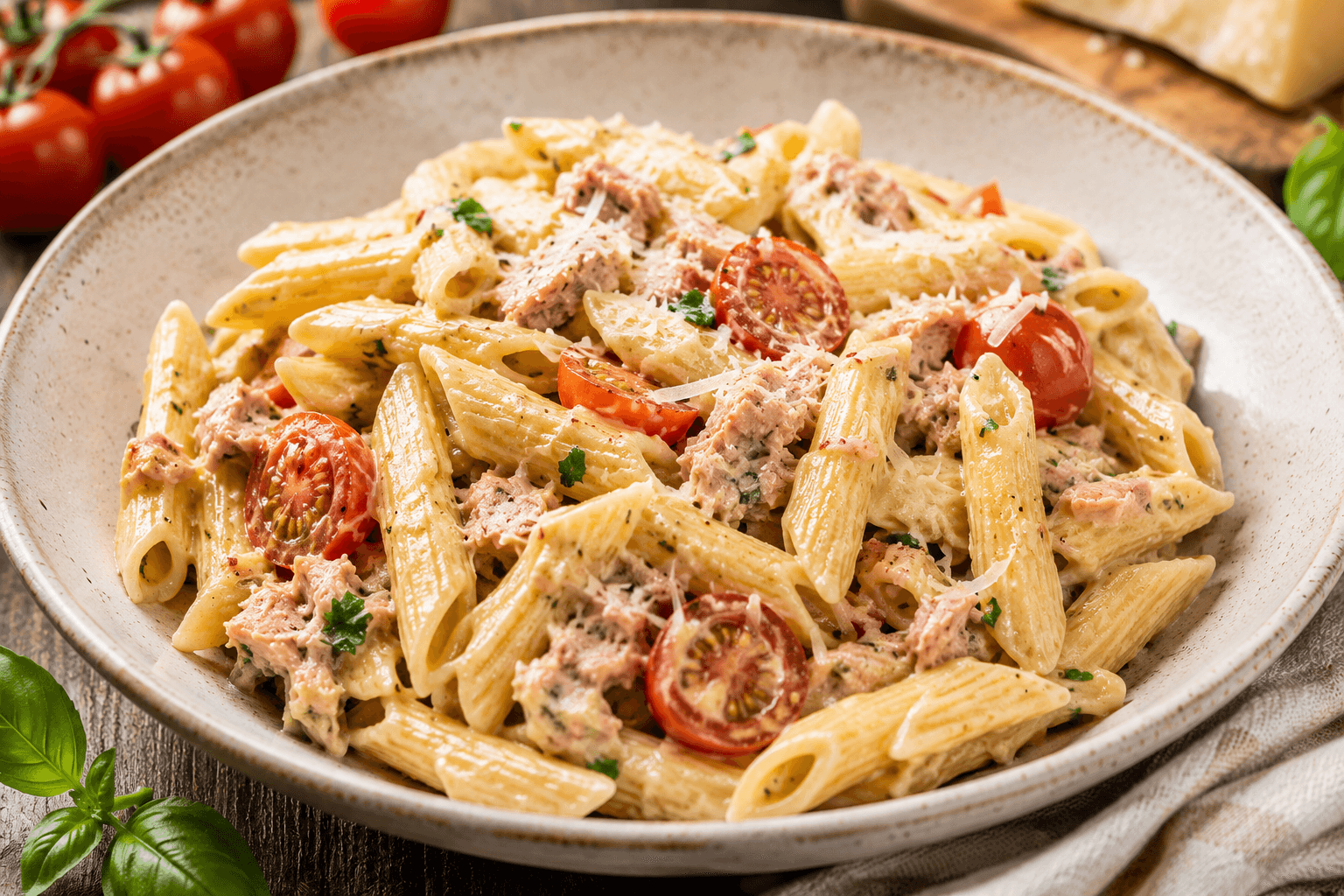 Romige tonijnpasta.