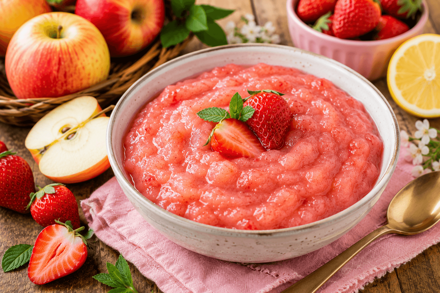 Appelmoes met Aardbeien
