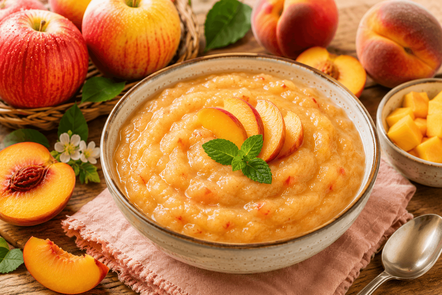 Appelmoes met Perzik