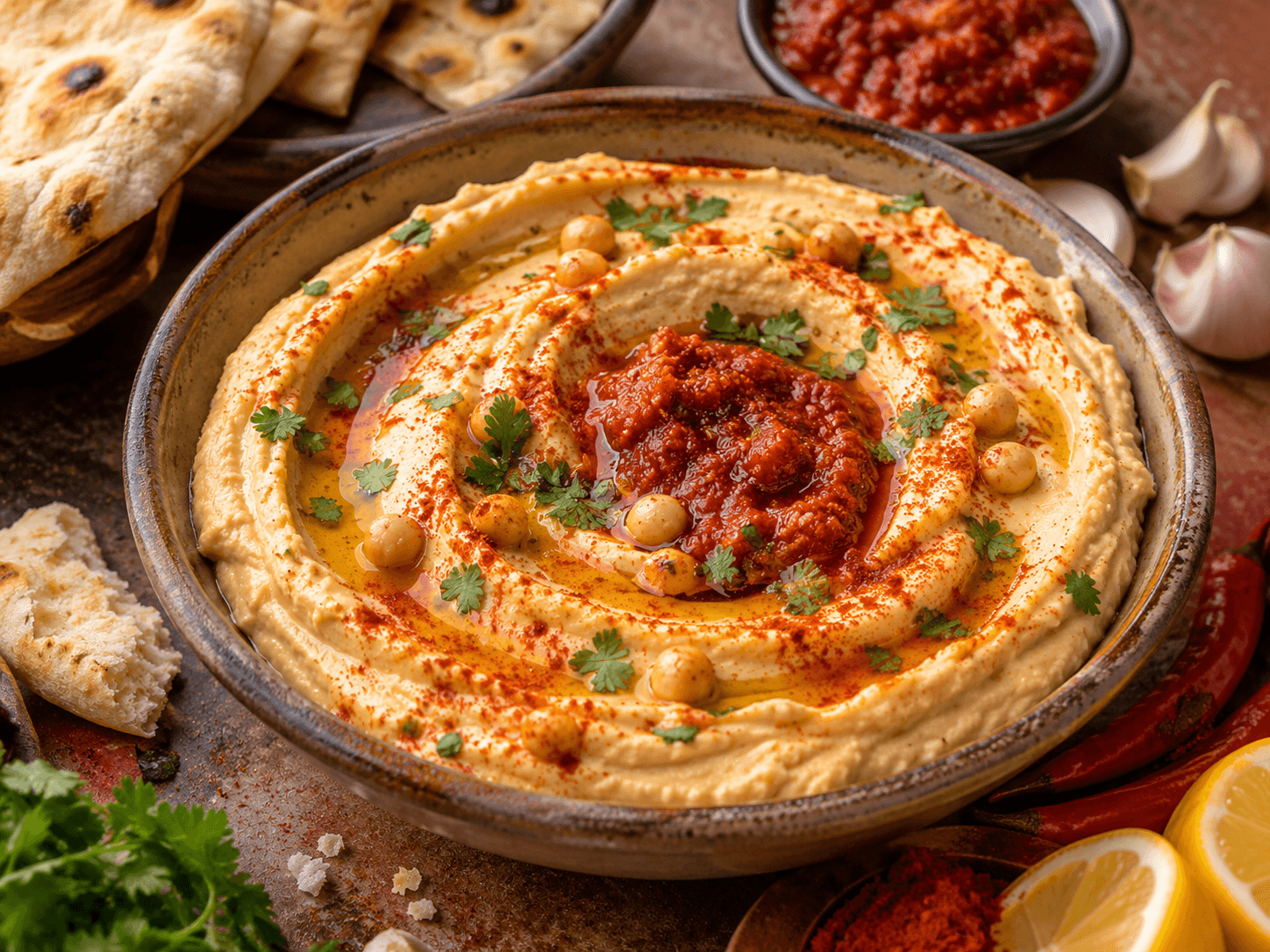 Pittige harissa hummus