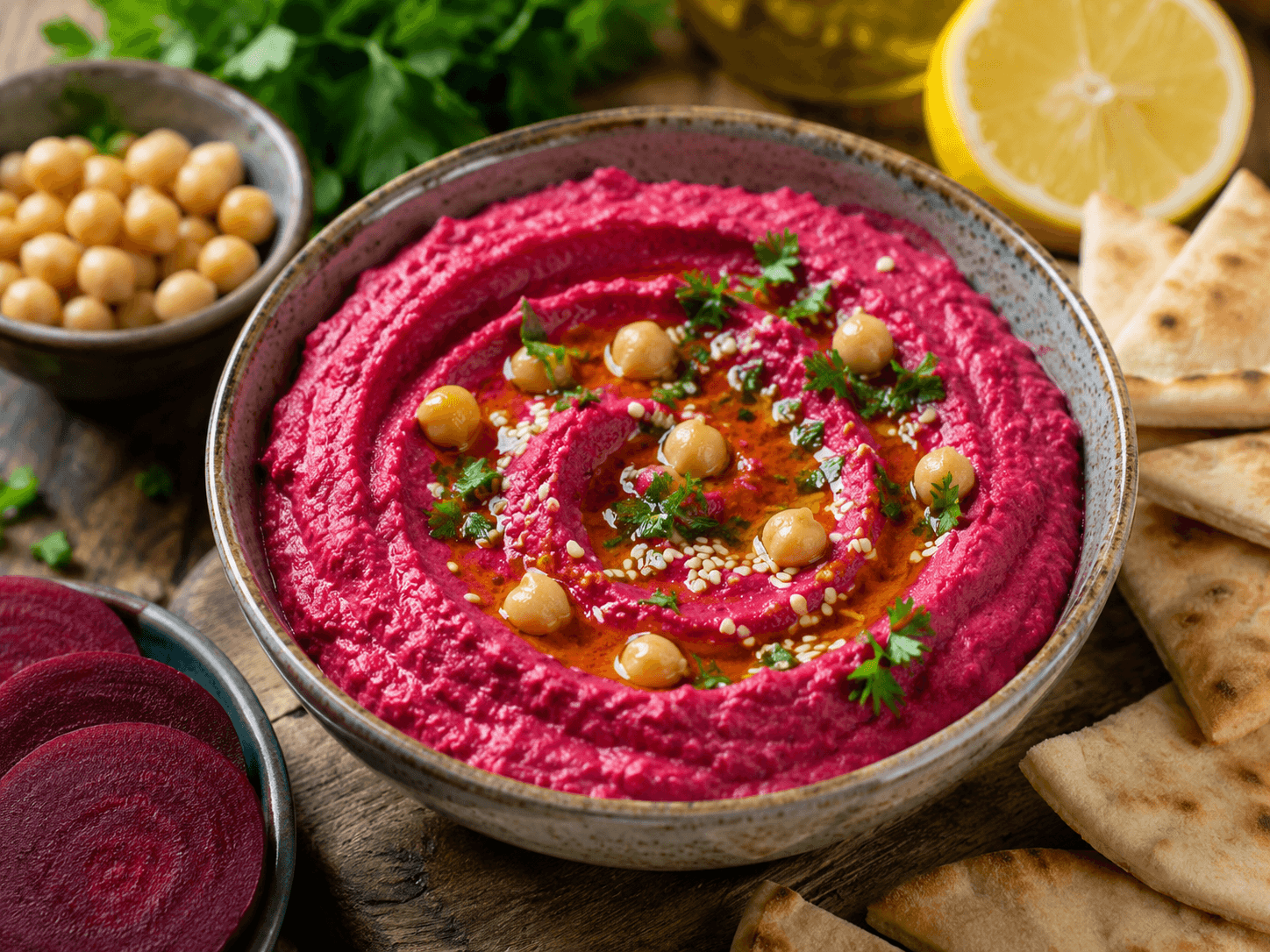 Hummus met rode biet