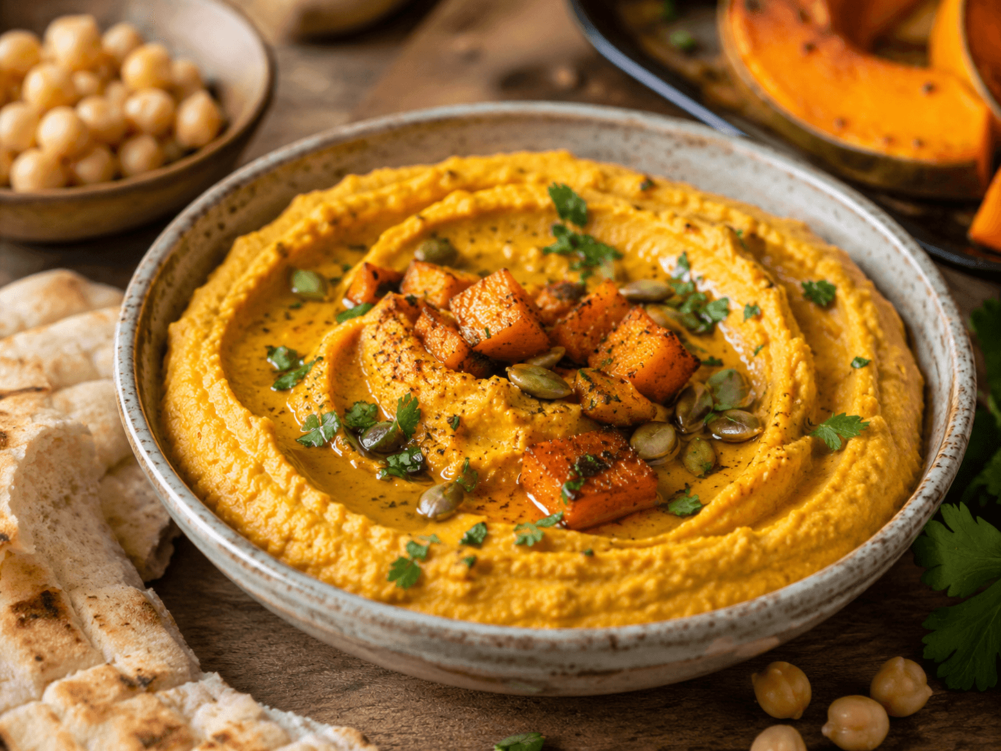 Hummus met pompoen