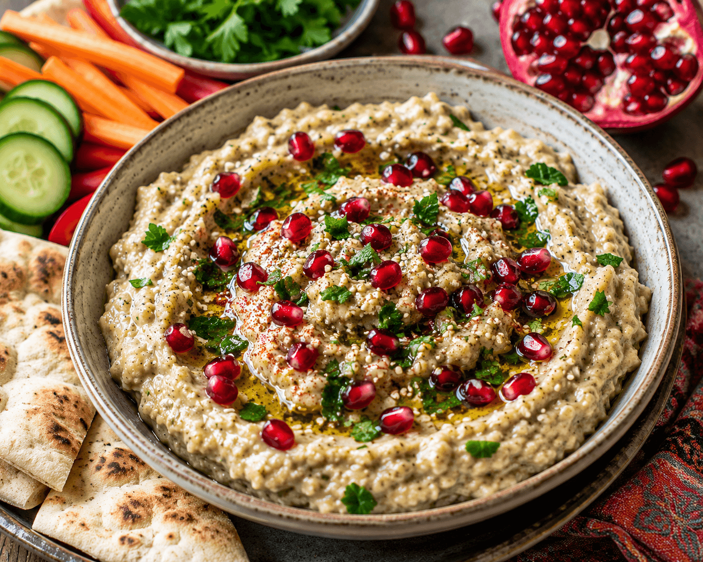 Baba Ganoush met Granaatappelpitjes