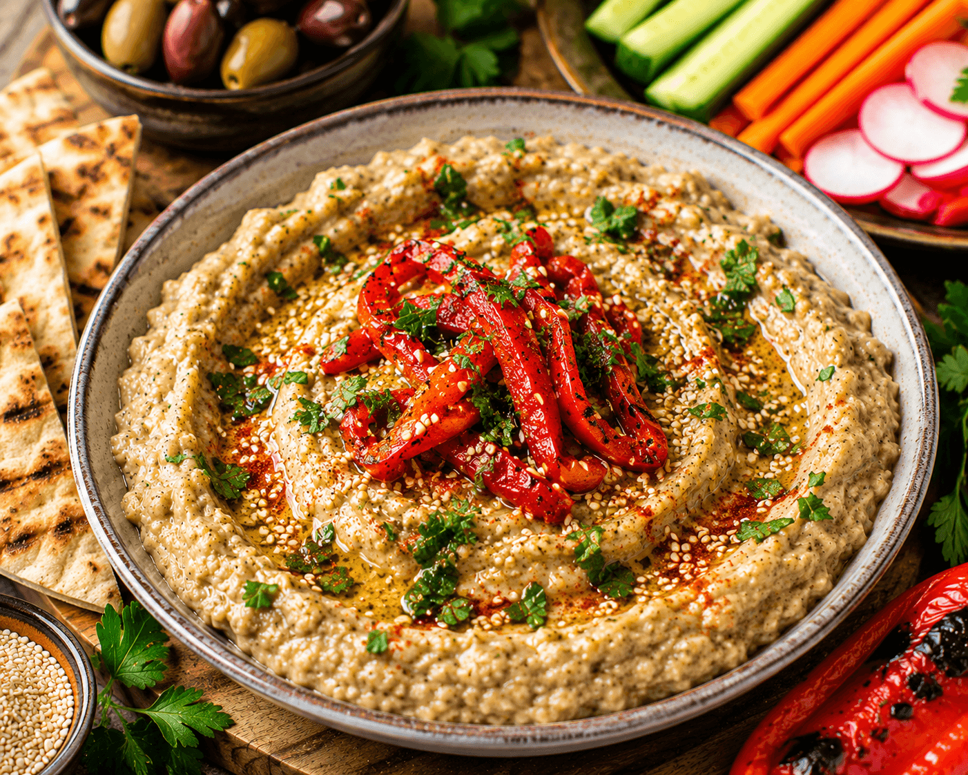 Baba Ganoush met Gegrilde Paprika
