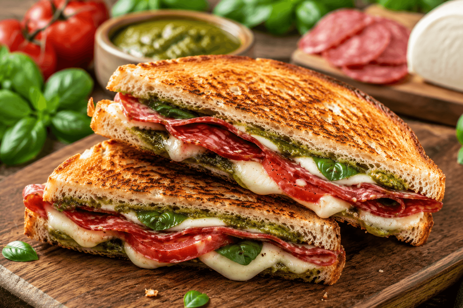 Italiaanse Salami-Pesto Tosti