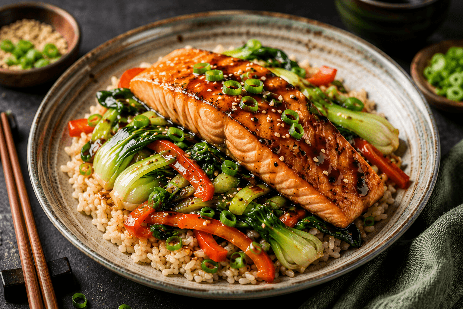 Zalm Teriyaki met Rijst en Paksoi