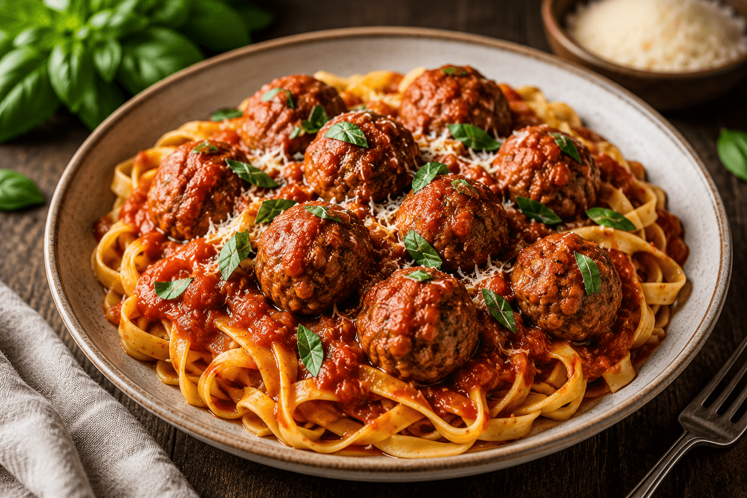 Gehaktballetjes in Tomatensaus met Verse Pasta