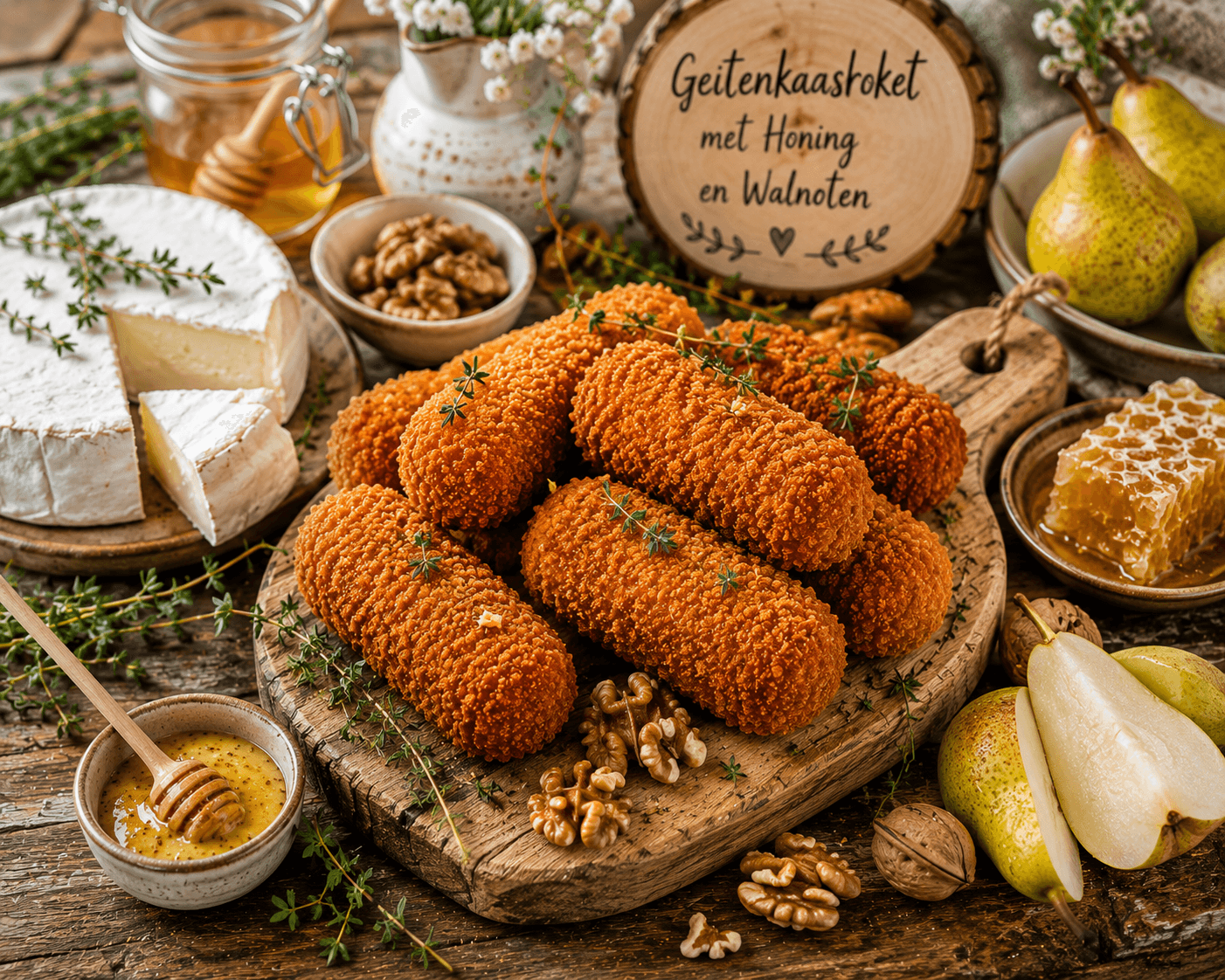 Geitenkaaskroket met Honing en Walnoten