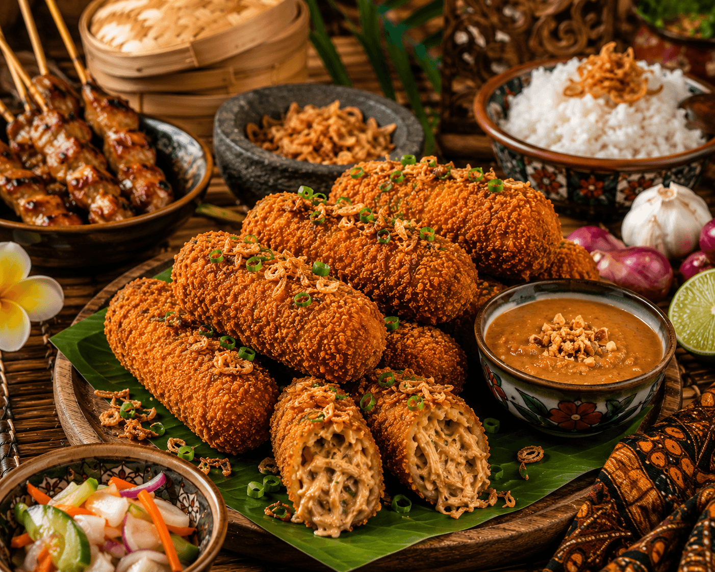 Kip Saté-kroket met Pindasaus