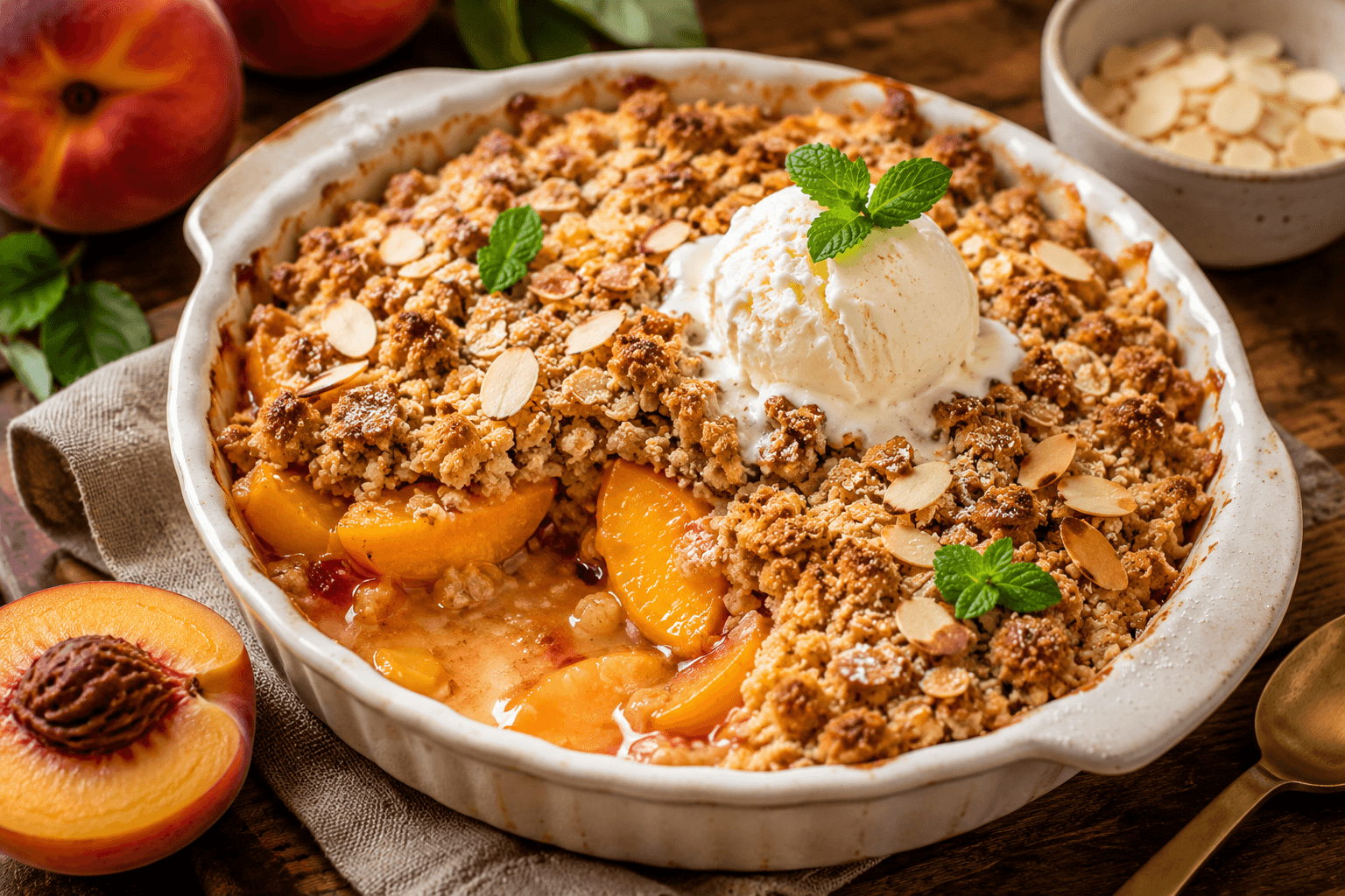 Perzik Crumble met Vanille