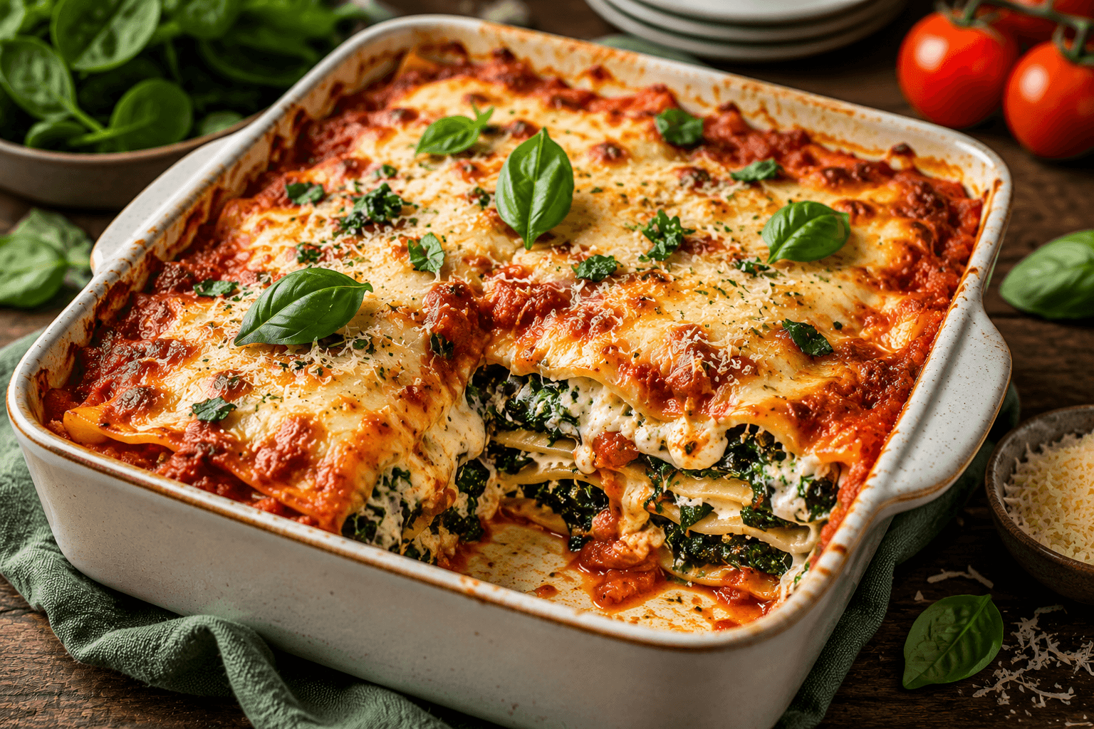 Vegetarische Lasagne met Spinazie en Ricotta