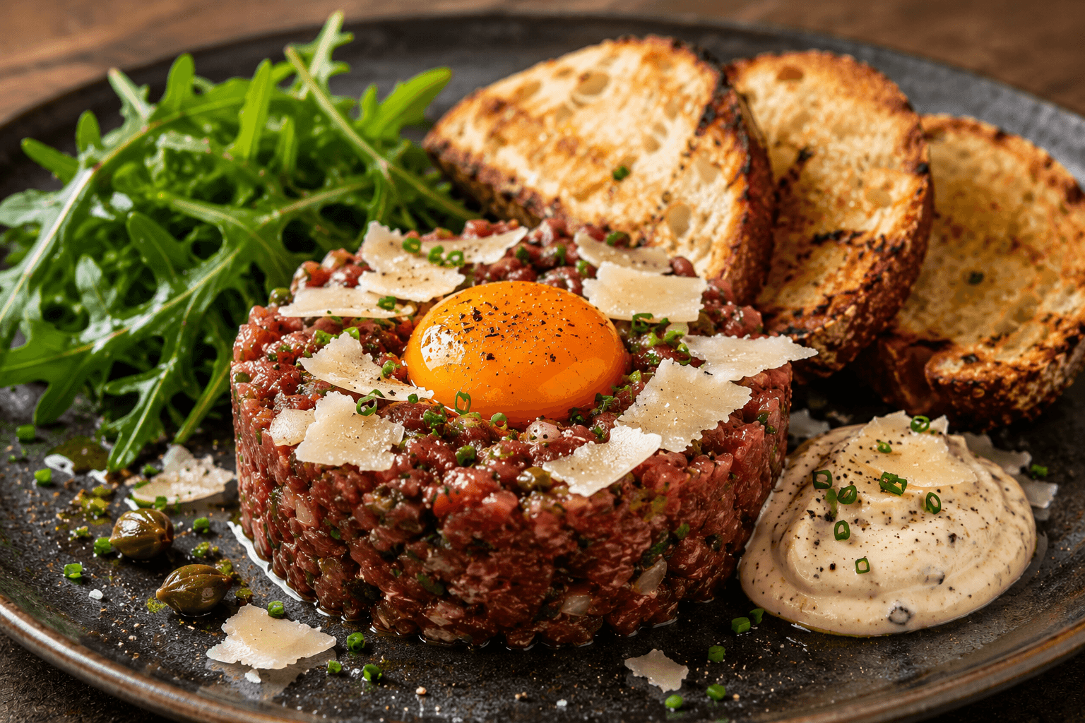 Bavette Tartaar met Truffelmayonaise en Parmezaanse Kaas