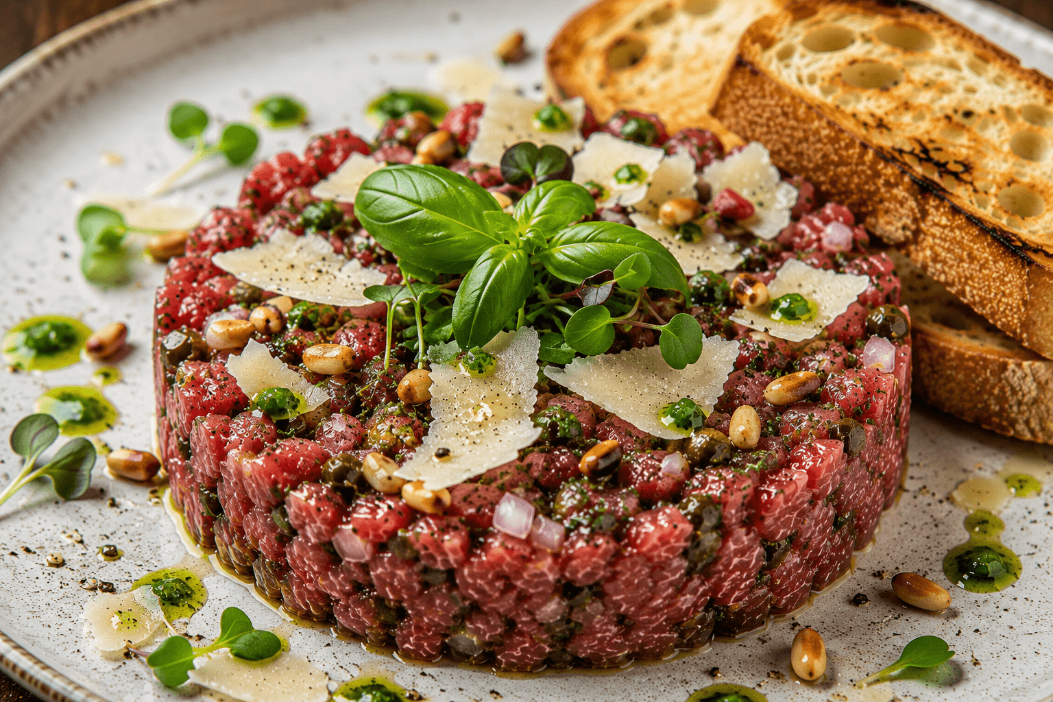 Italiaanse Tartaar met Parmezaan, Basilicum en Truffel