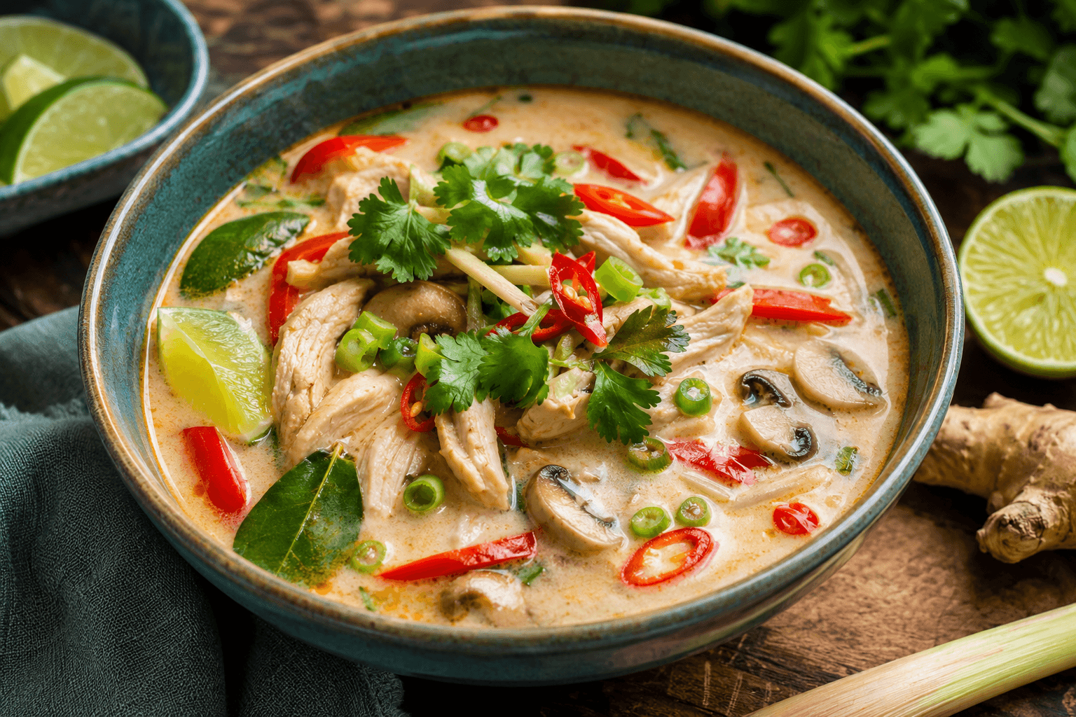 Thaise Kokossoep met Kip en Limoen