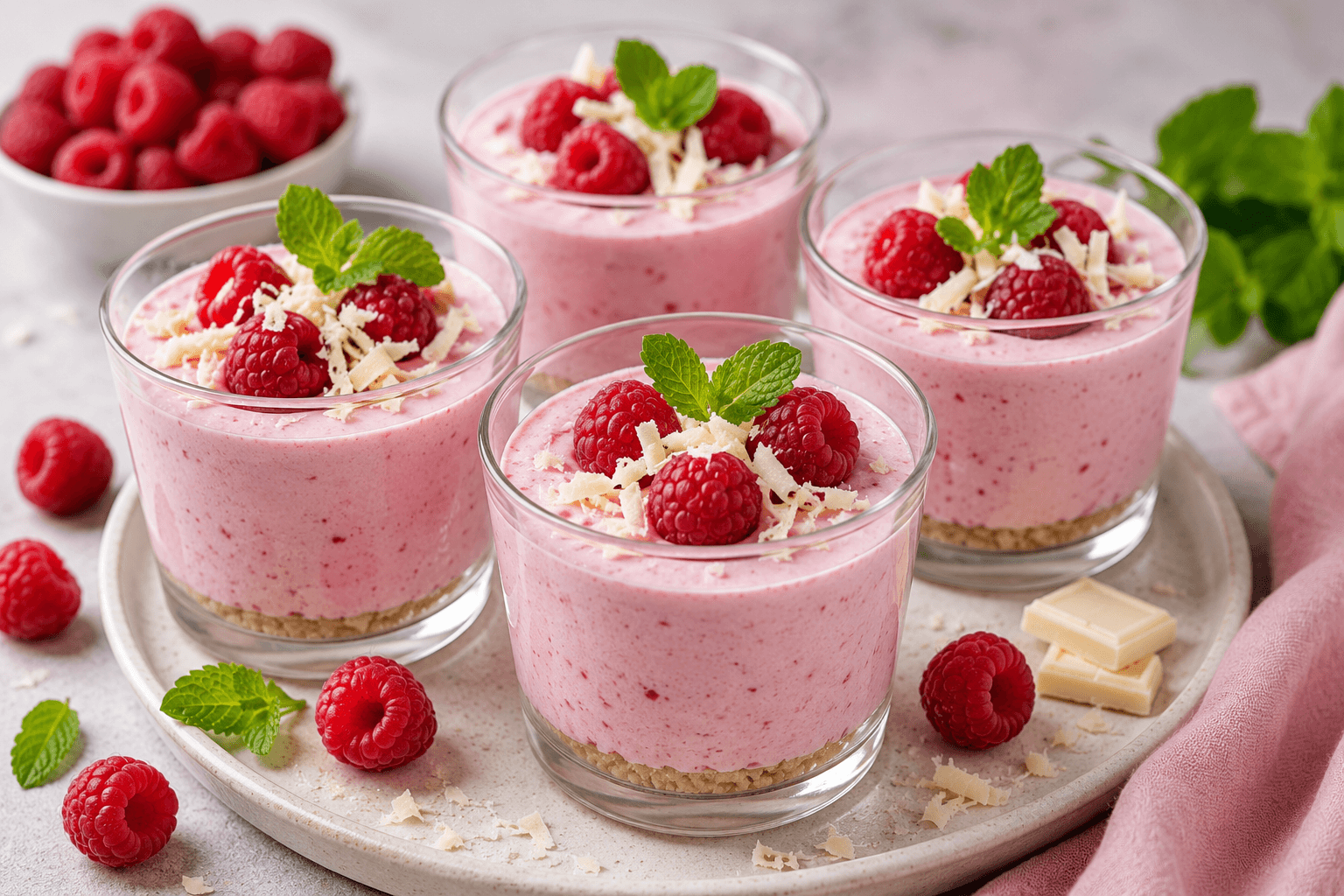 Frambozenmousse met Witte Chocolade