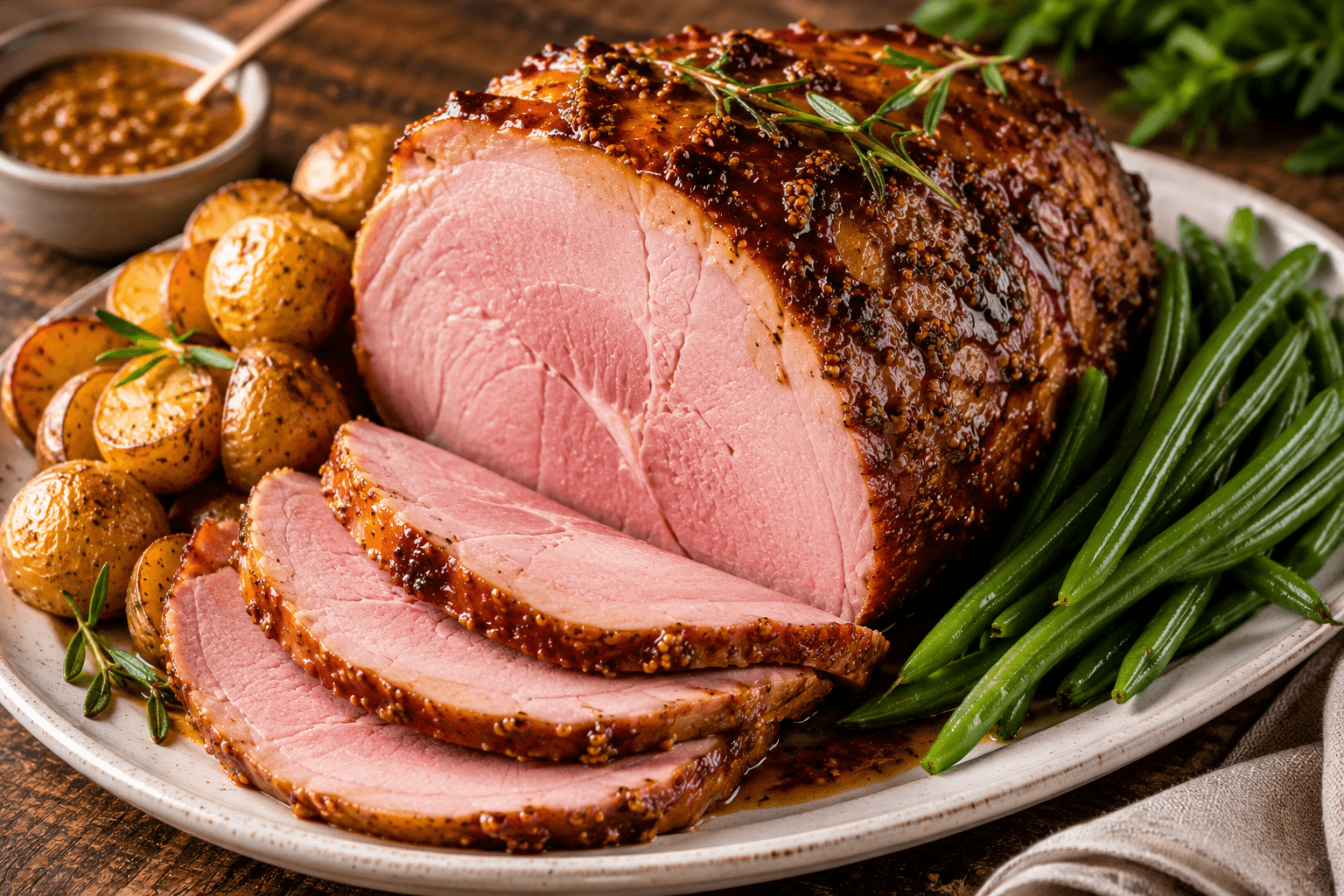 Beenham uit de Oven met Honing-Mosterdsaus