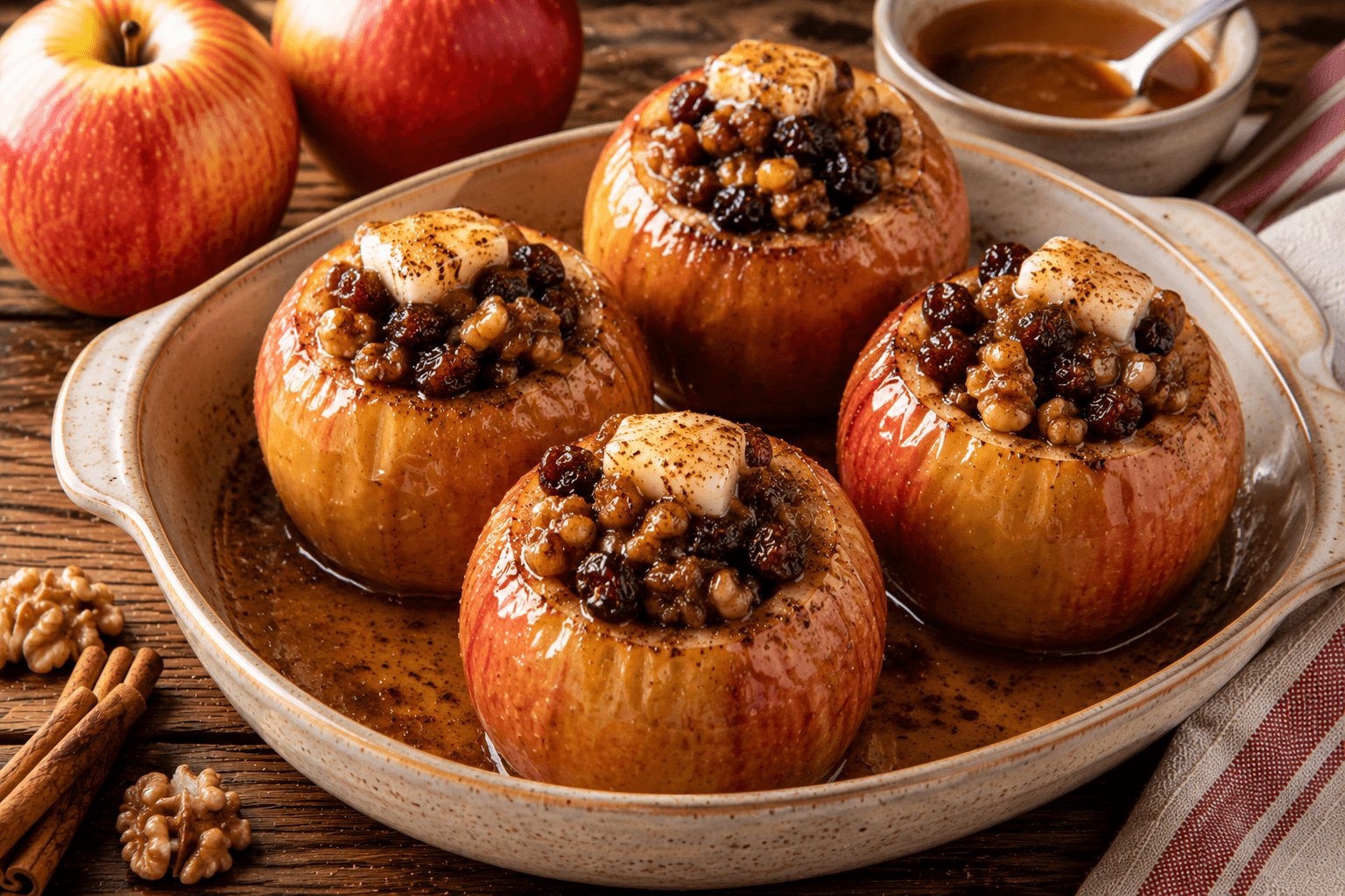 Gepofte Elstar-appels met Rozijnen en Kaneel