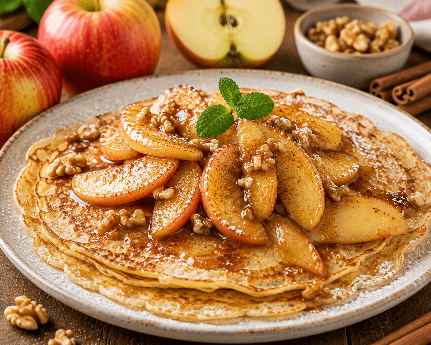 Pannenkoeken met Gekaramelliseerde Elstar-Appels