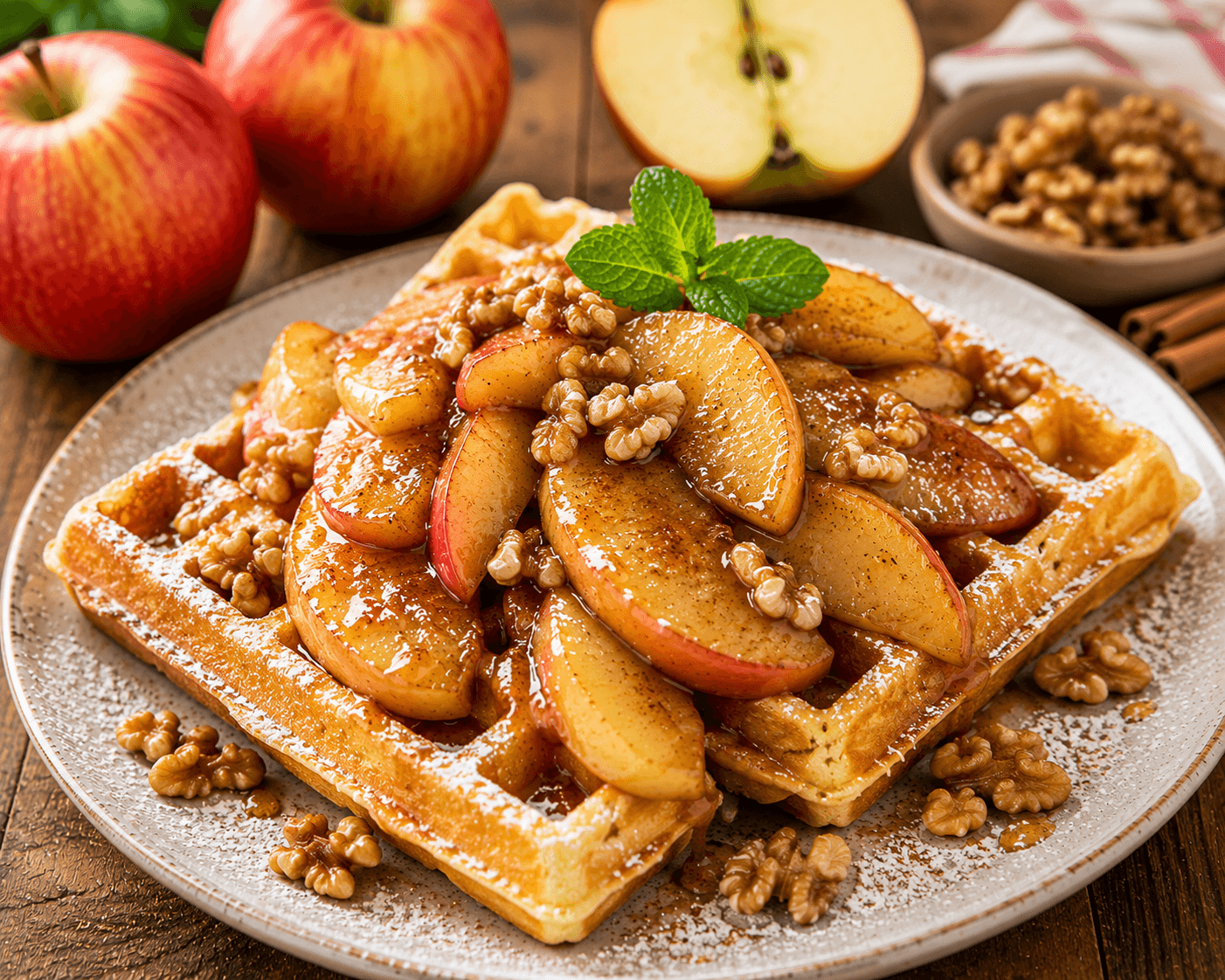 Elstar Wafels met Warme Appels en Kaneel
