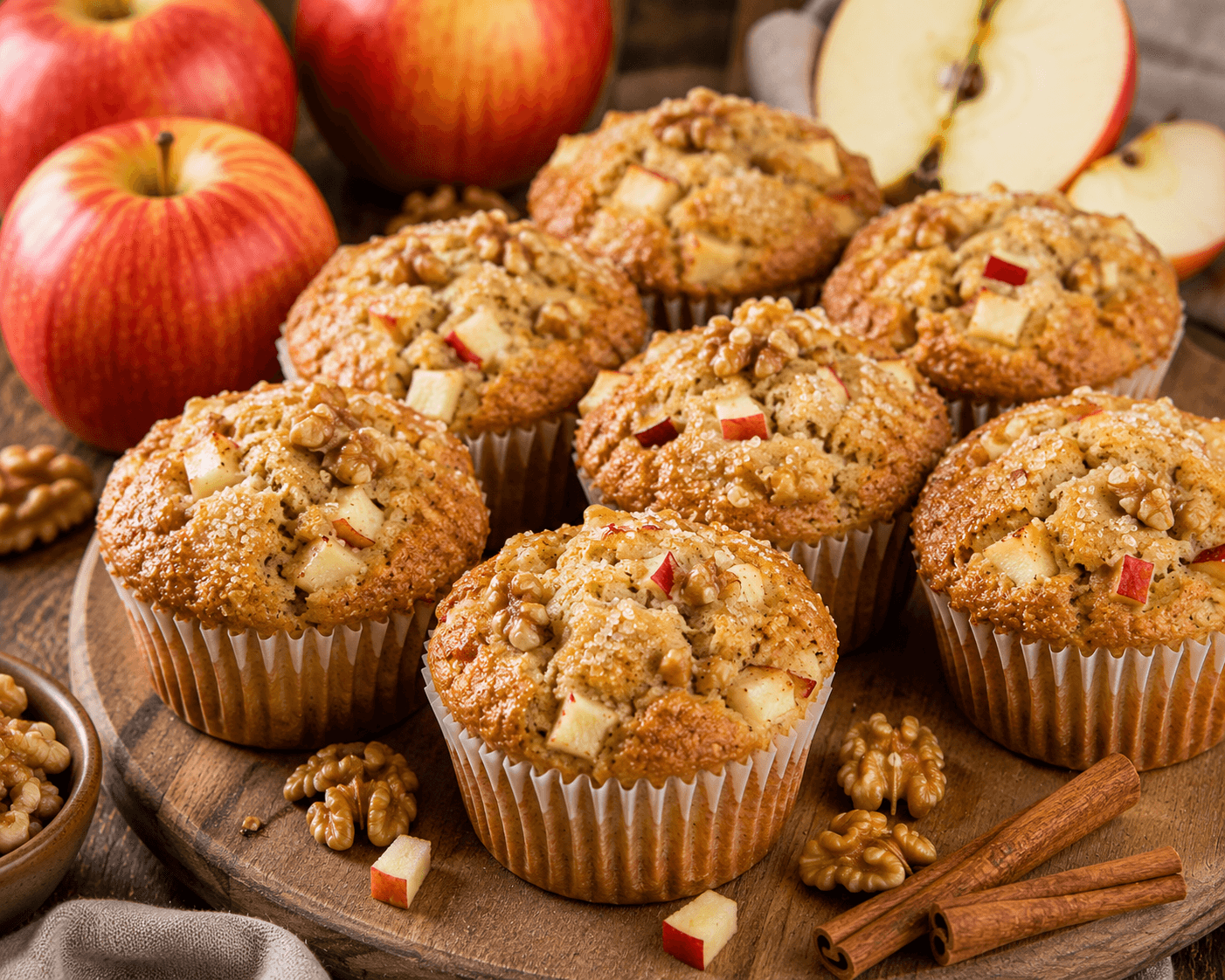 Elstar Appelmuffins met Kaneel en Walnoten