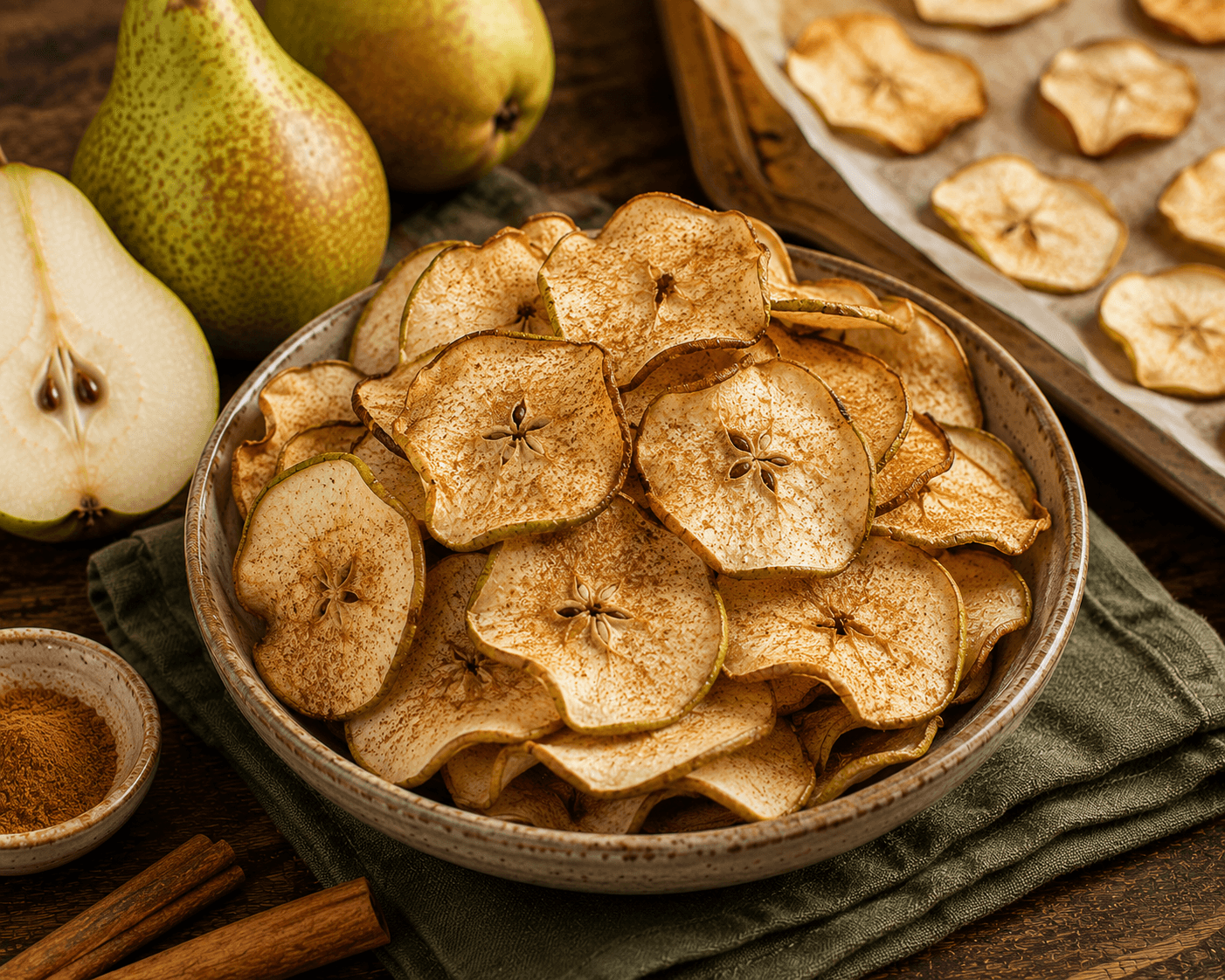 Conference-perenchips uit de oven