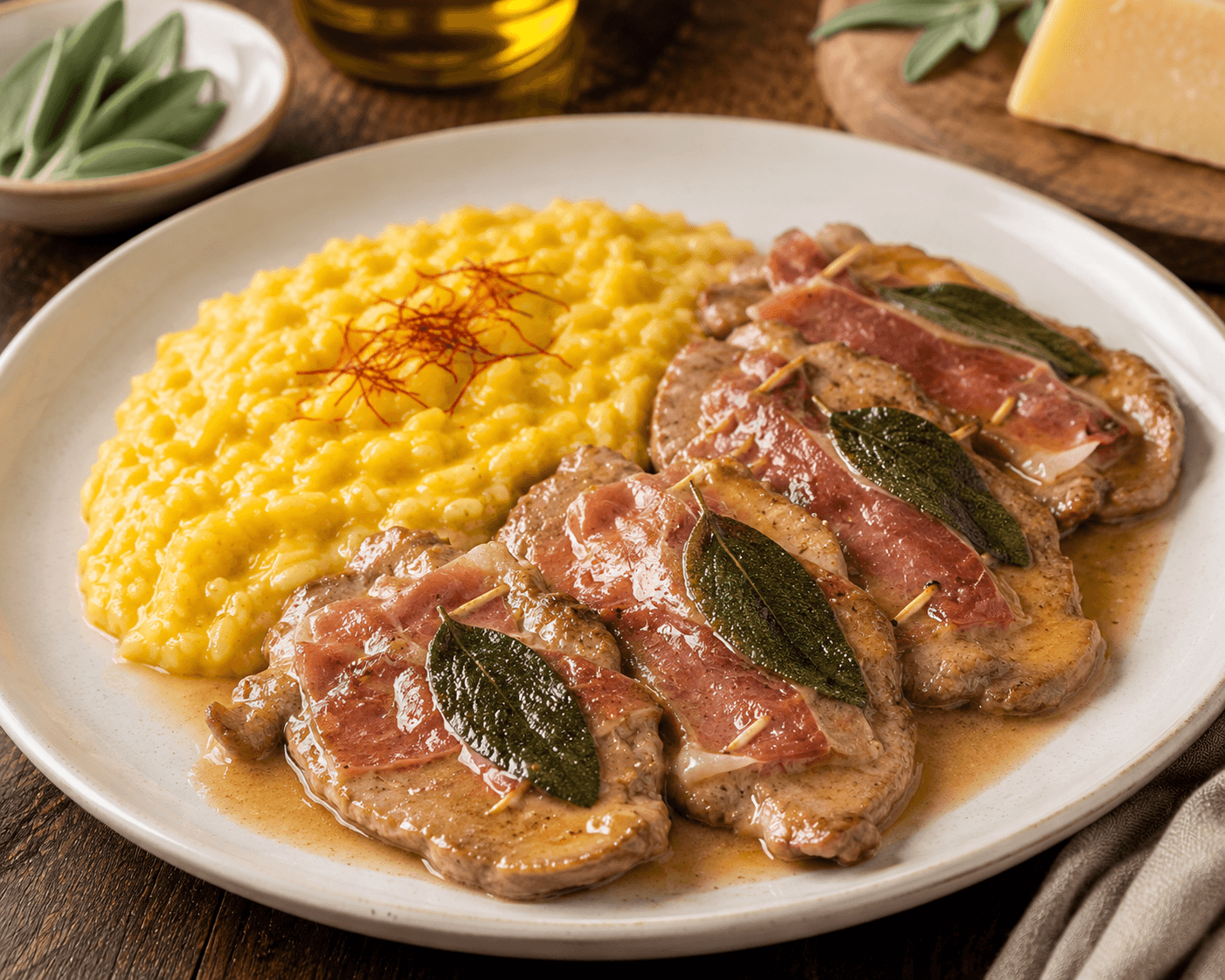 Saltimbocca alla Romana met Romige Risotto Milanese