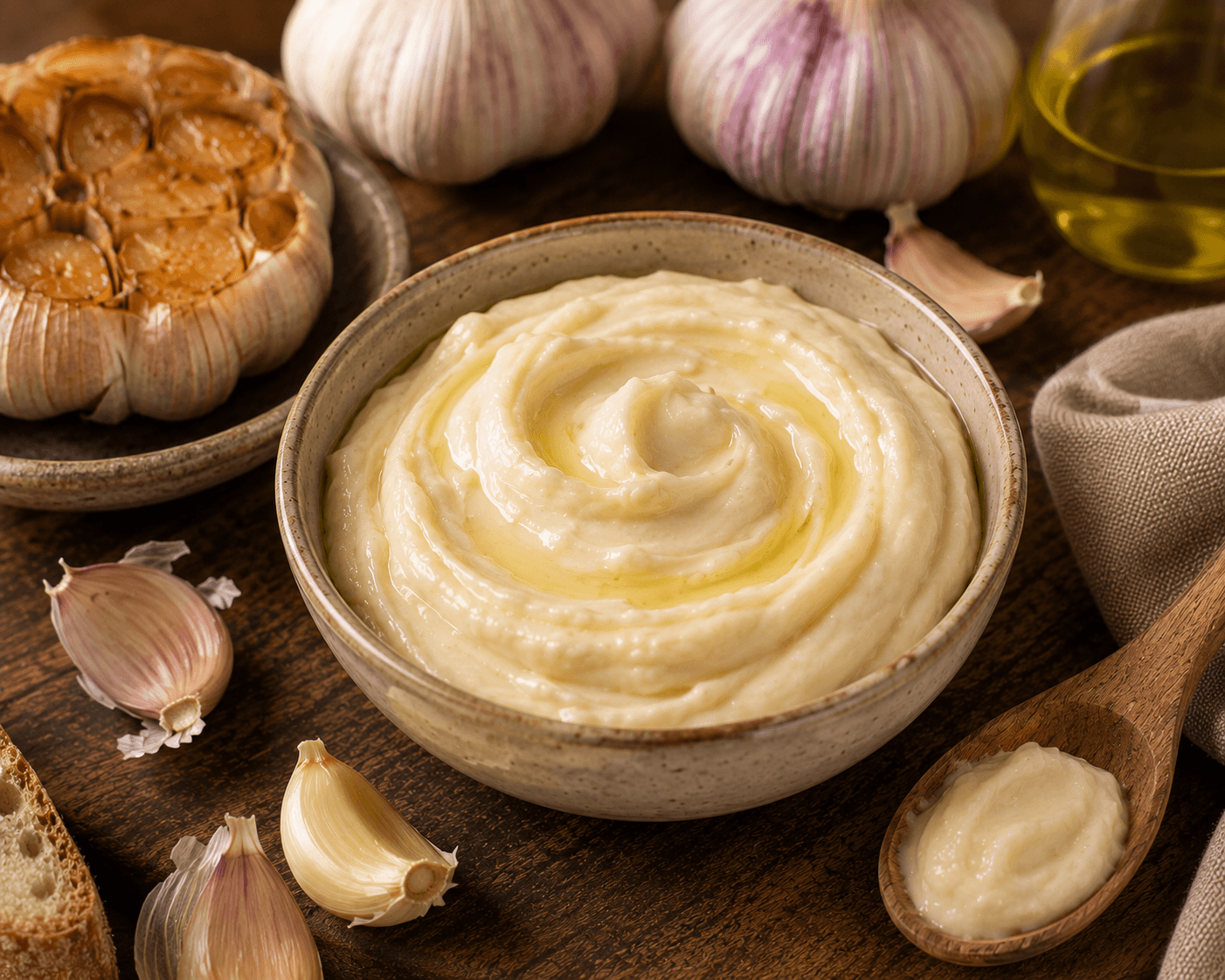 Knoflookcrème van gepofte knoflook