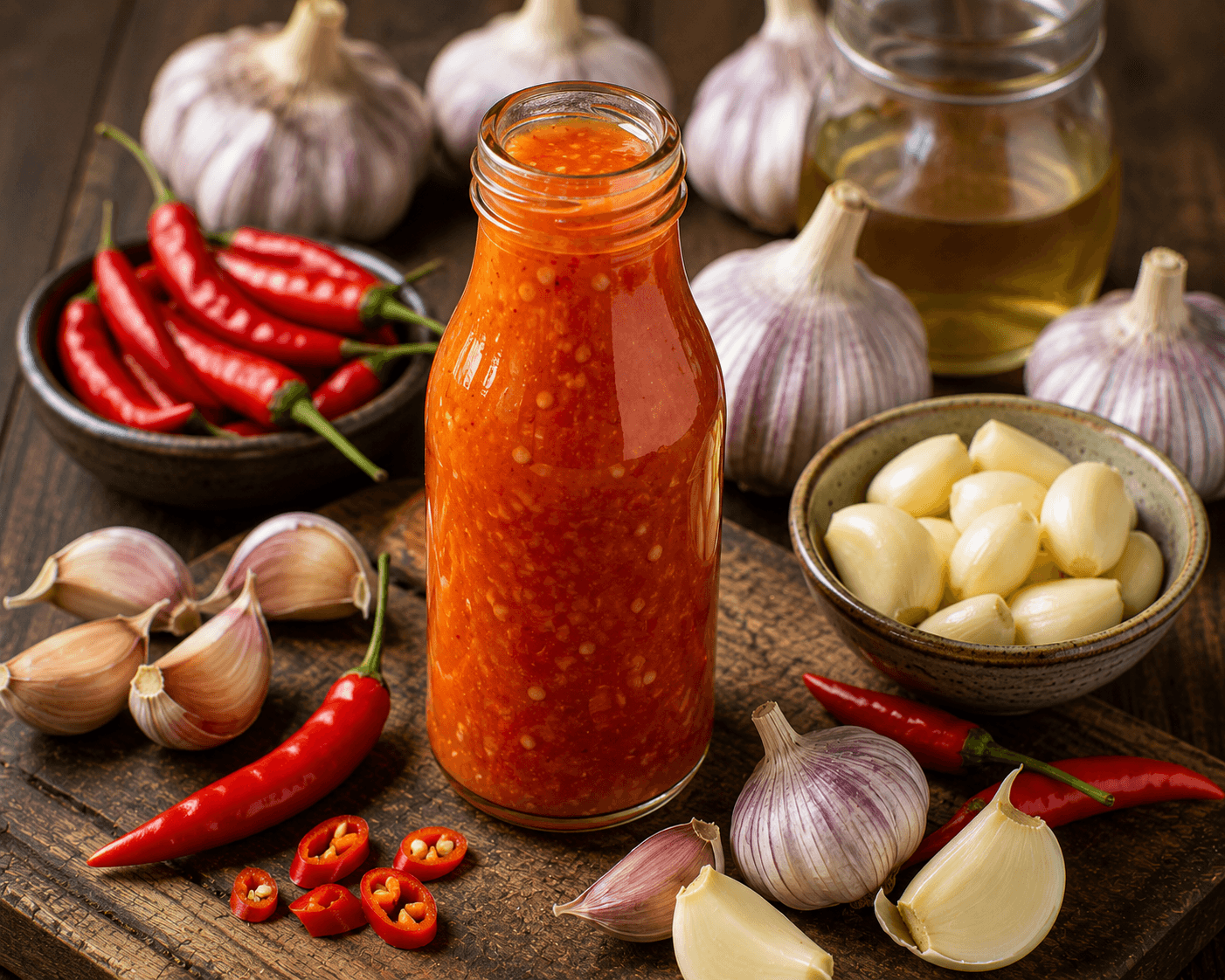 Pittige knoflook-chilisaus