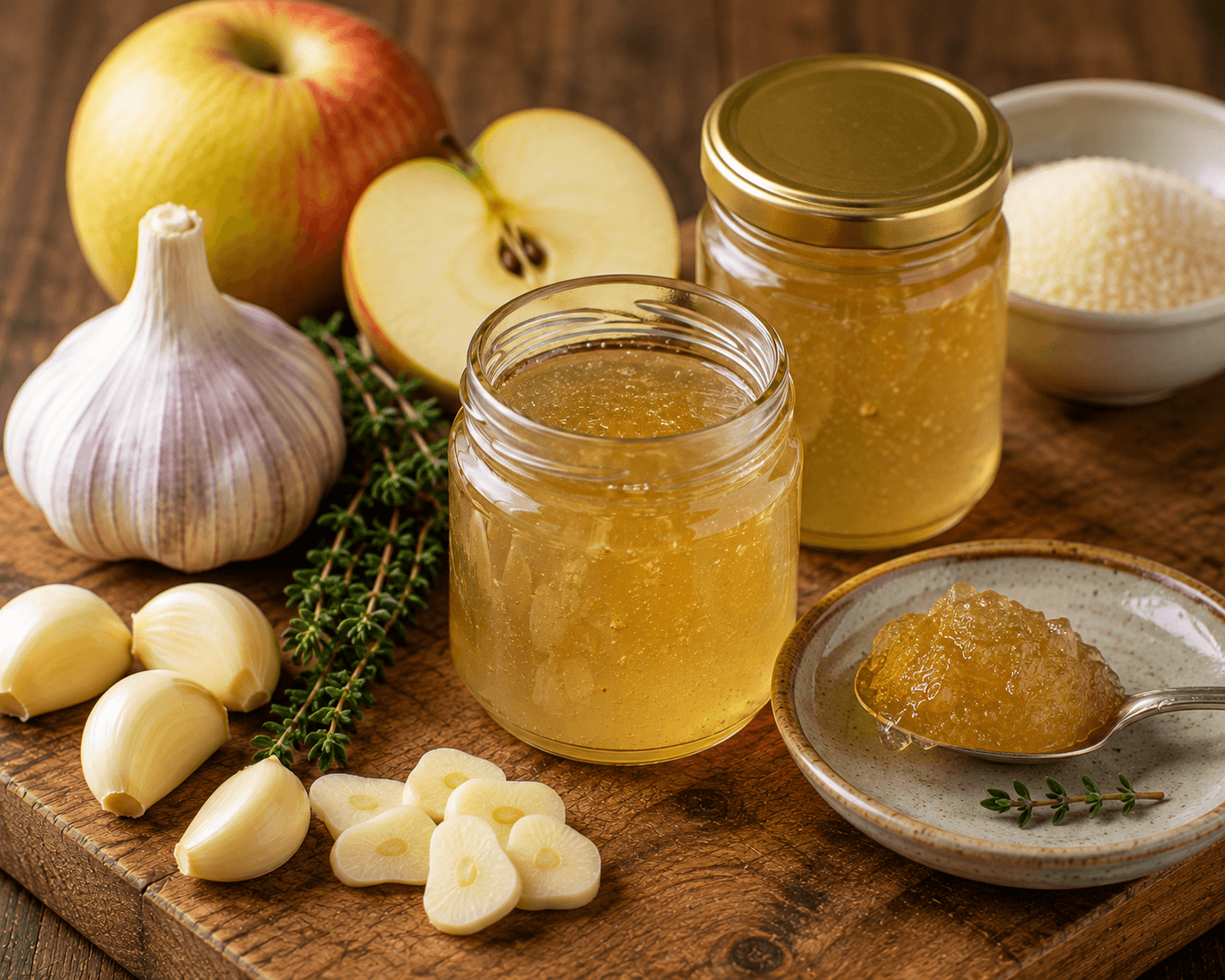 Knoflookgelei met appel en tijm